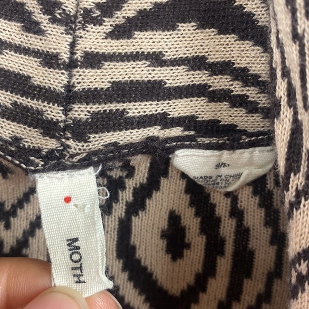 Anthropologie Moth The Eyes Have It Open Abstract Cardigan - Brown - Size Small - Picture 4 of 10